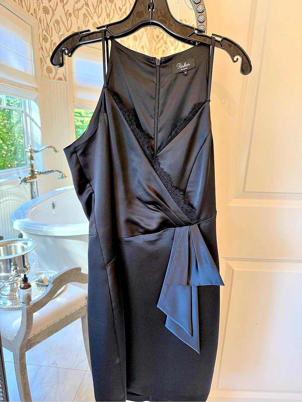 Parker Black Draped Midi Dress